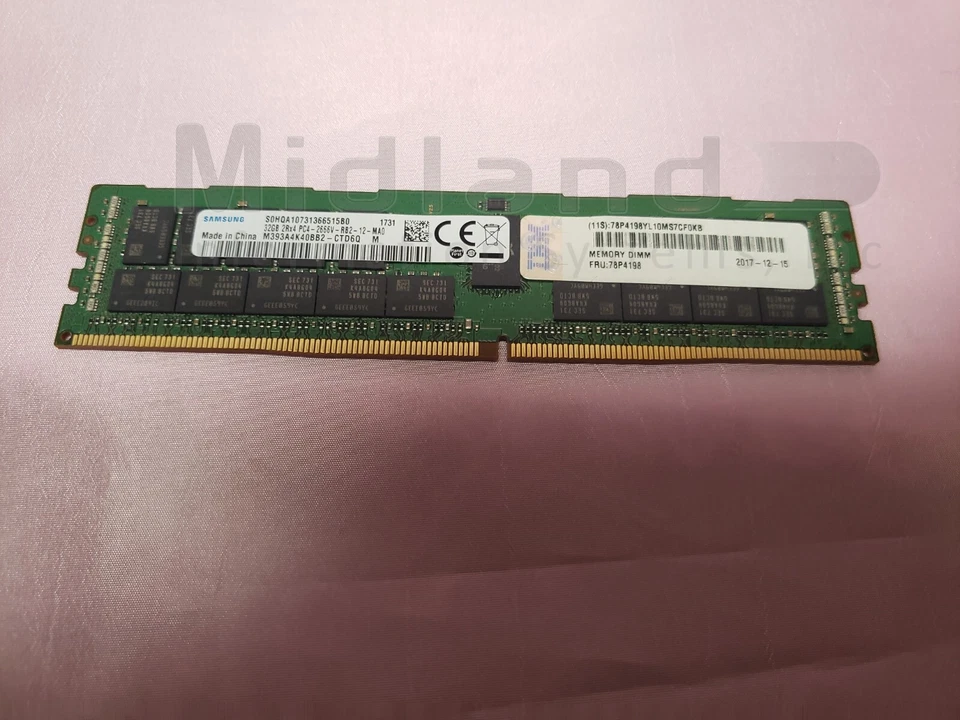 IBM EM63 32GB DDR4 2666MHz RDIMM Memory Power 9 (P9), 324F 78P4198 - Image 1 of 1