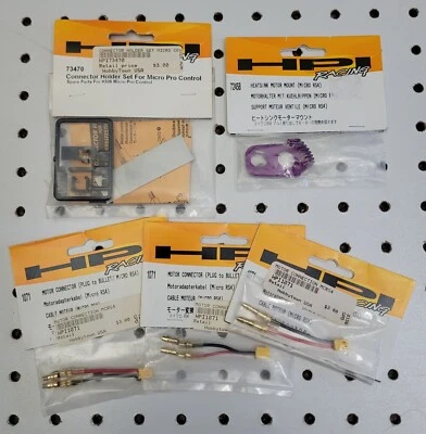 HPI Racing ~ Micro RS4 ~ 5 Item Parts Lot ~ Connector Holder, Heatsink, Plug NIP - Image 1 of 4