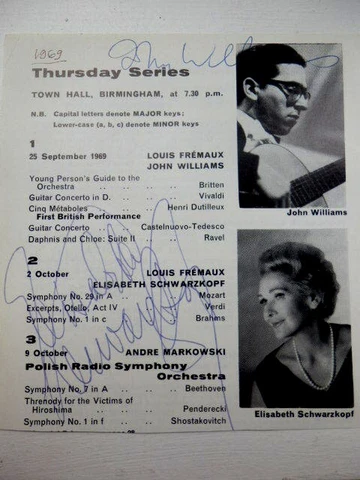 JOHN  WILLIAMS  -  ELISABETH  SCHWARZKOPF   -  AUTOGRAPHED PROGRAMME PICTURE Cover
