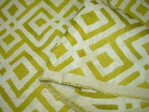 6 YDS REGAL GEOMETRIC  EMBROIDERED CITRON UPHOLSTERY FABRIC FOR LESS - Picture 1 of 3