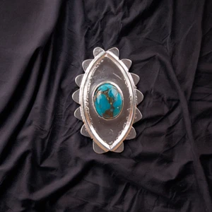 Blue Copper Turquoise Gemstone 925 Sterling Ring Handmade Jewelry Ring For Gift - Picture 1 of 3