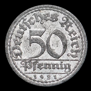 1921A Germany, Weimar Republic 50 Pfennig Coin, km27 - Beautiful Coin ๐ฉ๐ช - Picture 1 of 2