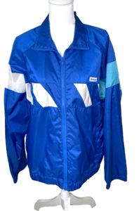 Wilson Tennis Blue Windbreaker Jacket Full Zip Unlined Side Pockets Size L - Picture 1 of 15