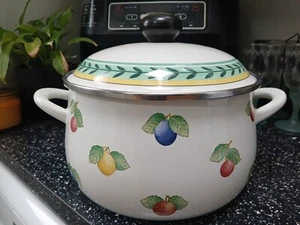 VILLEROY & BOCH FRENCH GARDEN LARGE DEEP ENAMEL CASSEROLE / STOCK POT - Picture 1 of 5