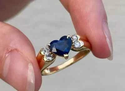 Lab Created Blue Sapphire 2.Ct Oval Cut Women's Ring 14K Yellow Gold Plated - Image 1 of 4