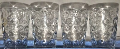 Vintage Pasabahce Dimpled Juice Glasses 6oz Clear Set Of 4 Made in Turkey EUC  - Image 1 of 4
