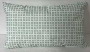 Room Essentials 17"x10" Decorative Outdoor Lumbar Pillow Mint Green Squares NEW - Picture 1 of 5