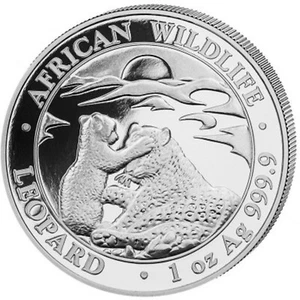 *GUTSE* SOMALIA, 100 SHILLINGS 2019, LEOPARDOS, PLATA (1 Oz) PROOF SIN CIRCULAR. - Imagen 1 de 3