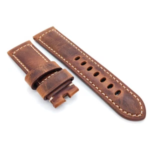 24mm Brown Waxy Crack Calf Leather Watch Band Strap for PAM RADIOMIR LUMINOR - Picture 1 of 6