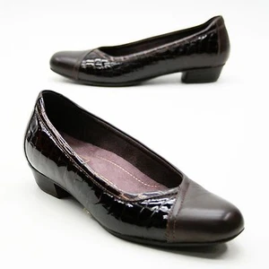 Clarks Ladies 7.5 M Caswell Eternity Everyday Brown Croc Leather Heel Pumps - Picture 1 of 12