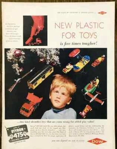 1953 Dow Plastics Christmas PRINT AD New Plastic for Toys Magic of Chemistry - Picture 1 of 1