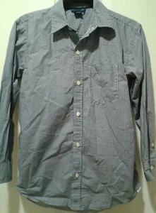 GAP top shirt girls Size large 10 Long Sleeve Button Down Black Blue Polka Dots  - Picture 1 of 3