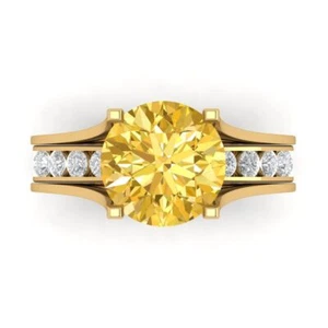 3.39 tcw Round Cut Engagement Ring for Women 14K Yellow Gold Yellow Promise Ring - Bild 1 von 5