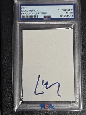 Lars Ulrich Metallica PSA ADN Firmado Autógrafo Corte Automático Losa Foto 1 de 2