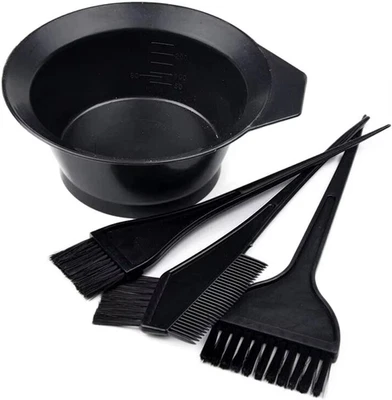 4Pcs Hair Dye Brush Set with Mixing Bowl Tint Comb Kit for Salon or Home Use.