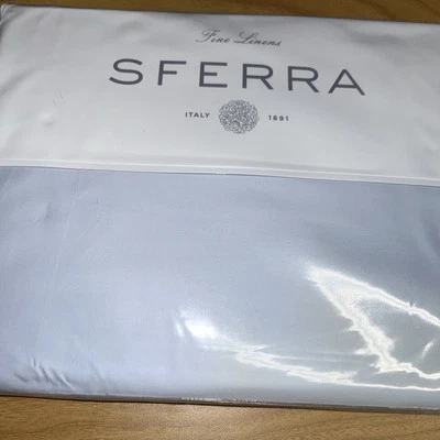 SFERRA Marialva Sábana Plana Algodón Seda, Completa/Reina, Azul Foto 1 de 4