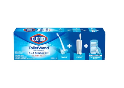 Sistema de limpieza de pared de inodoro Clorox con carrito de almacenamiento y 6 cabezales de recarga Foto 1 de 4