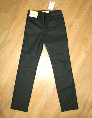 NEW NEXT Black Faux / Vegan Leather Slim Fit Trousers Jeans Sz UK 12 - Image 1 of 4