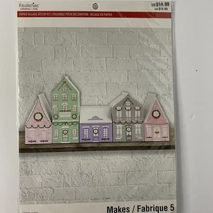 Erinnerungen Weihnachten Papier Dorf Dekor Kit Pastell - ergibt 5 Häuser - Bild 1 von 7