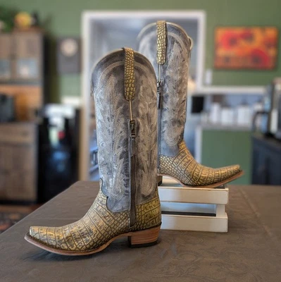 Lane Tall Western 靴子 Snip Toe Skylight 镀金牛仔 8 码 — 第 1/4 张图片