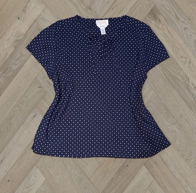 Blusa 12 Petites %100 de seda pura a lunares Talbots Foto 1 de 4