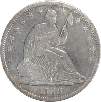 Medio dólar Liberty Seated 1868-S EF sin certificación #305 Foto 1 de 2