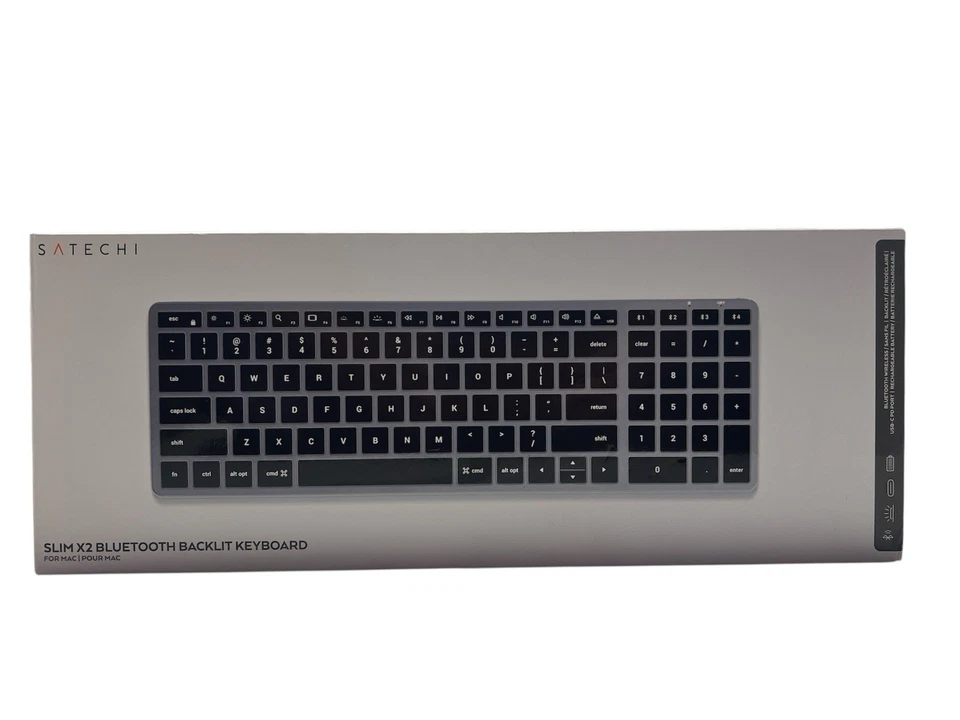 Satechi Slim X2 Bluetooth Backlit Keyboard For Mac Black Grey Wireless BT New - Image 1 of 4