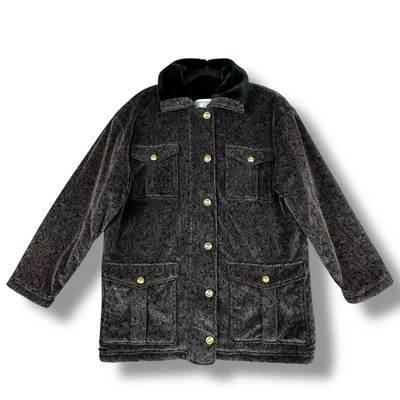 Jones New York Sport пейсли бархат заявление комфорта пальто золотые кнопки WMNS Med - Изображение 1 из 4