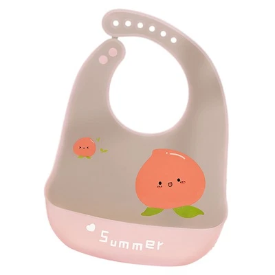 Silicone Baby Bib Waterproof Adjustable Peach 6J6W - image 1 of 4