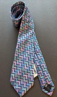 Corbata de Seda Duchamp Zig Zag Para Hombres Chevron Brillante Colorida NUEVA Lujo Artística Elegante Foto 1 de 4