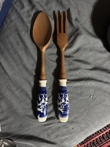 Blue Willow Spoon/Fork Set - Picture 1 of 2