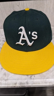 Oakland Athletics A's New Era 59FIFTY Fitted Hat Size 7 1/4 MLB Authentic. - Image 1 of 4