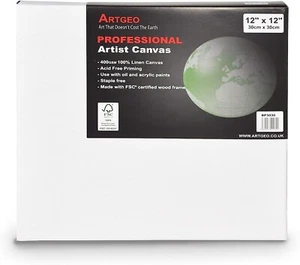 Artgeo 30cm x 30cm (12" x 12") Professional Linen Art Canvas FSC, Pack of 3 - Picture 1 of 4
