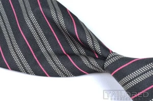 RALPH LAUREN PURPLE LABEL Black Pink Striped 100% Silk Mens Luxury Tie - 3.75" - Picture 1 of 5