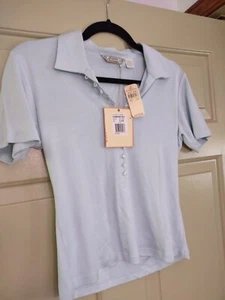 $80 Women's SMALL 4/6 Tommy Bahama Silk polo Sky Mist NWT - Picture 1 of 8