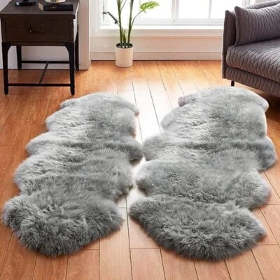 XXL Lammfell 180x60cm Teppich Kunstfell Bettvorleger Schaffell Imitat Doppelfell - Bild 1 von 4