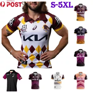 Mens 2024 Brisbane Broncos Rugby Jersey Polo T-Shirt Short Sleeve Tee Shirt Tops - Picture 1 of 20