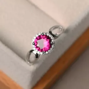 925 Solid Silver plating Gorgeous Lab Created Ruby Ring Size 4 To 14 JTV-674 - Picture 1 of 4