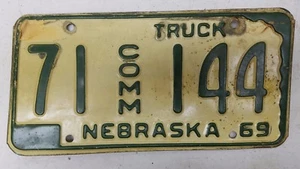 1969 NEBRASKA Kimball County Commercial Truck License Plate 71-144 - Picture 1 of 1