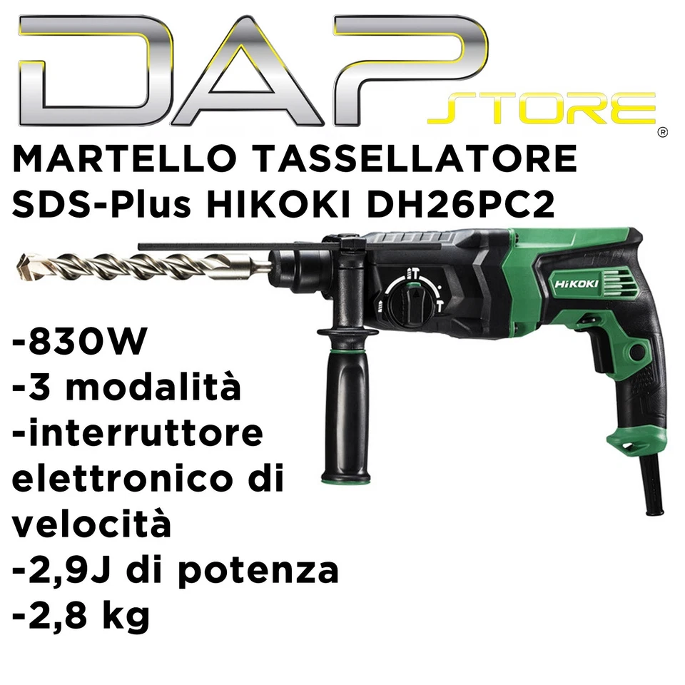 HIKOKI - Martello tassellatore mod. DH26PC2 830W 3 modalità - TRASPORTO INCLUSO - Immagine 1 di 1