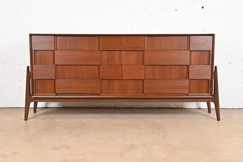 Jorgen Clausen for Brande Møbelfabrik Danish Modern Sculpted Teak Dresser Cover