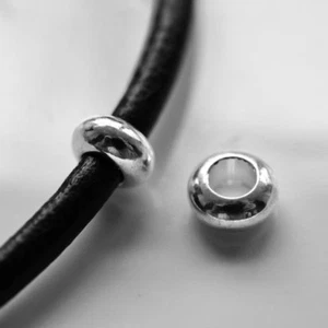 5 pz/10 x 5 mm, interno: slider per perle in ottone da 5 mm, rondelle, argentato - Foto 1 di 2