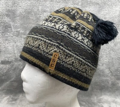 Columbia Unisex Women Men Knit Beanie Hat Bauble Pom Pom O/S Winter Vintage - Image 1 of 4