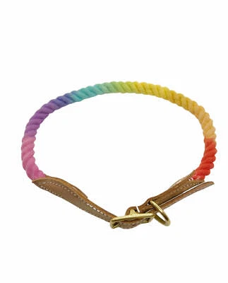 Collar de cuerda BULPET ecológico de algodón natural duradero para perro o gato ombre arco iris  Foto 1 de 4