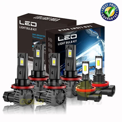 FOR Buick Allure 2005-2010-6X H11+H9 LED Headlight + H11 Fog Light Bulbs Kits Foto 1 de 4