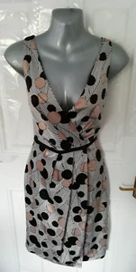 Vestido James Lakeland Talla 10 (42) Negro Blanco Beige Sensación Sedosa Cambio Forrado B/Zip - Imagen 1 de 10