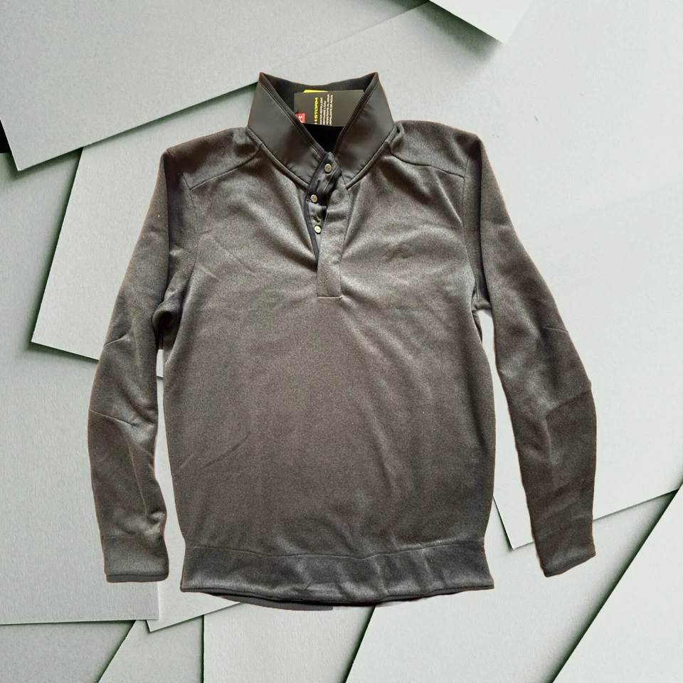 Under Armour Mens XL Golf Storm Sweater Fleece Heather Snap Mock Neck Long SLE
