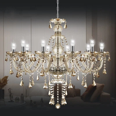 Modern 10 Lights Crystal Chandelier Dining Room Ceiling Pendant Lighting Fixture - Image 1 of 4