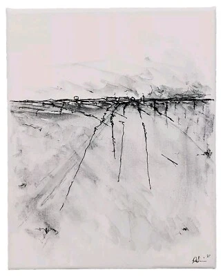 No.921 Original Abstract Modern Minimal Landscape Painting By K.A.Davis  - Image 1 of 4