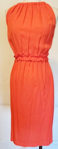 Abito Kate Spade rosso arancione senza maniche buco della serratura taglia 00